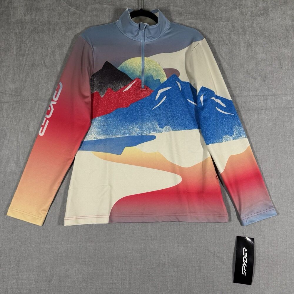 Spyder Vivid 1/2 Zip Women’s L Multicolor Mountain Ski Base Layer NWT $99